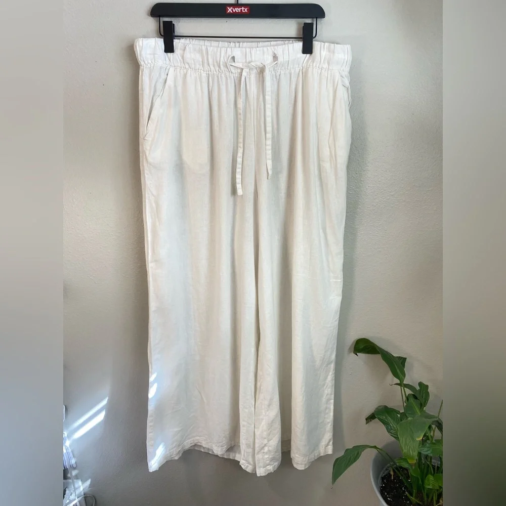 AVA & VIV Plus Size  Pants White‎ Linen Drawstring Pants
Size XXL - Picture 4 of 12